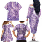 Australia Epilepsy Awareness Family Matching Off The Shoulder Long Sleeve Dress and Hawaiian Shirt Purple Butterflies Aboriginal