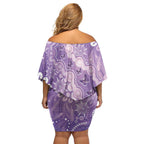 Australia Epilepsy Awareness Family Matching Off Shoulder Short Dress and Hawaiian Shirt Purple Butterflies Aboriginal