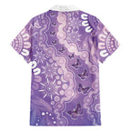 Australia Epilepsy Awareness Family Matching Puletasi and Hawaiian Shirt Purple Butterflies Aboriginal