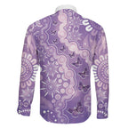 Australia Epilepsy Awareness Family Matching Puletasi and Hawaiian Shirt Purple Butterflies Aboriginal