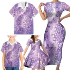 Australia Epilepsy Awareness Family Matching Short Sleeve Bodycon Dress and Hawaiian Shirt Purple Butterflies Aboriginal