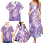 Australia Epilepsy Awareness Family Matching Summer Maxi Dress and Hawaiian Shirt Purple Butterflies Aboriginal