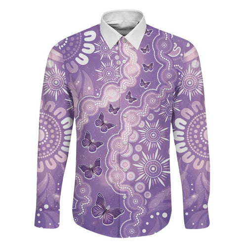 Australia Epilepsy Awareness Family Matching Tank Maxi Dress and Hawaiian Shirt Purple Butterflies Aboriginal