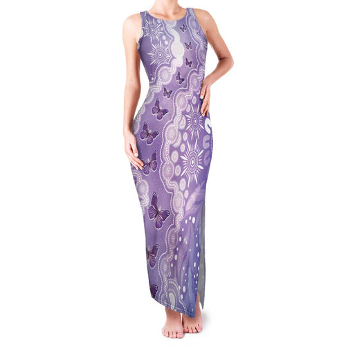 Australia Epilepsy Awareness Family Matching Tank Maxi Dress and Hawaiian Shirt Purple Butterflies Aboriginal