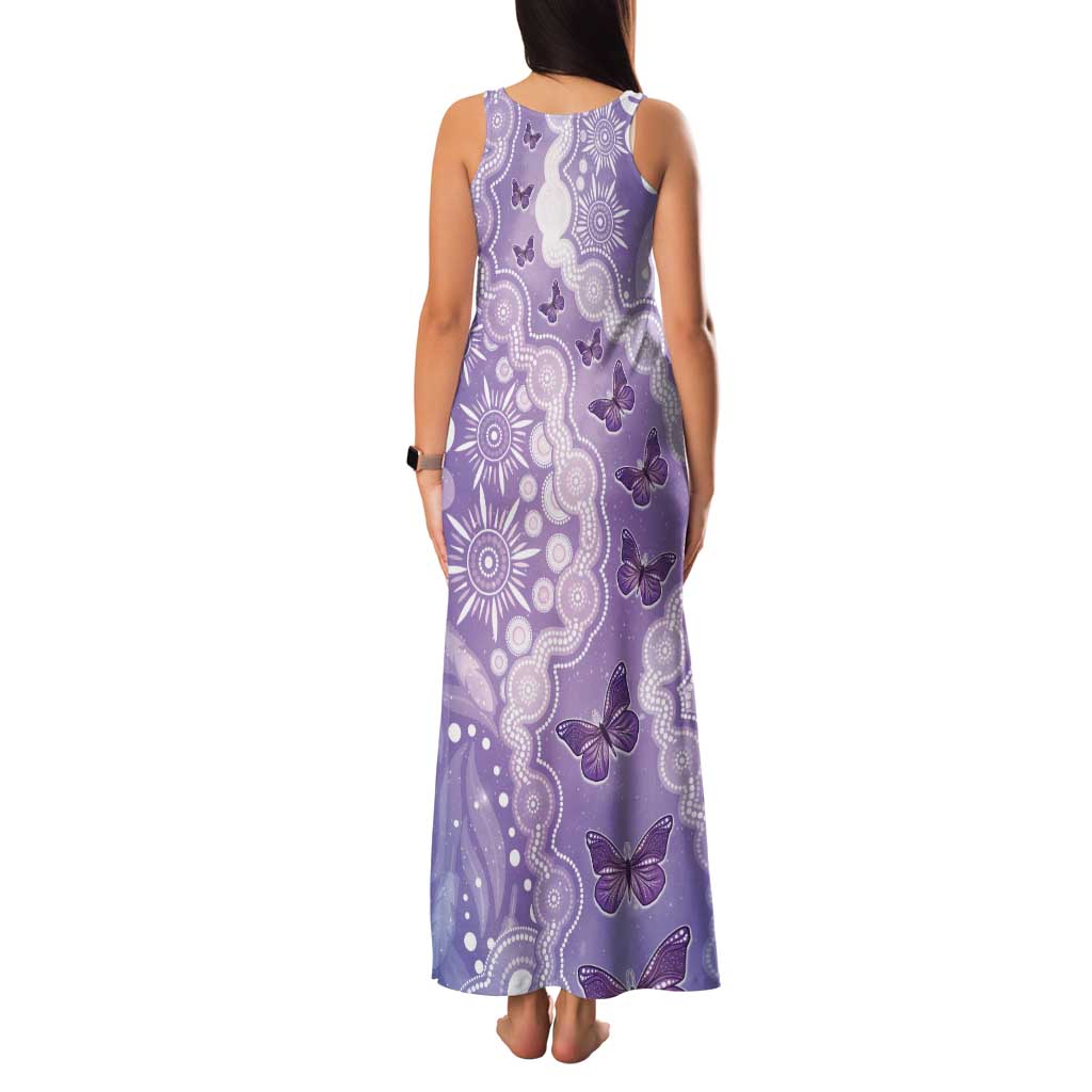 Australia Epilepsy Awareness Family Matching Tank Maxi Dress and Hawaiian Shirt Purple Butterflies Aboriginal