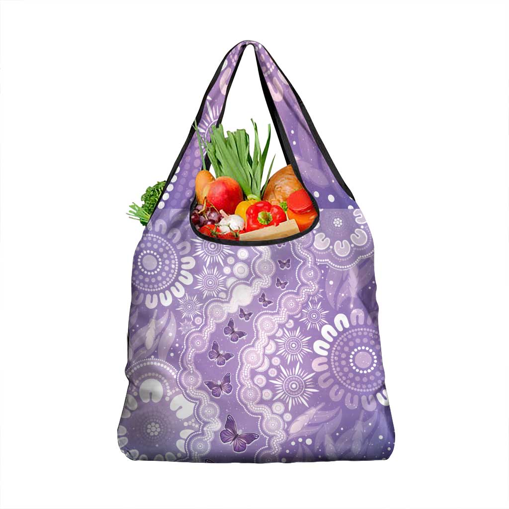 Australia Epilepsy Awareness Grocery Bag Purple Butterflies Aboriginal