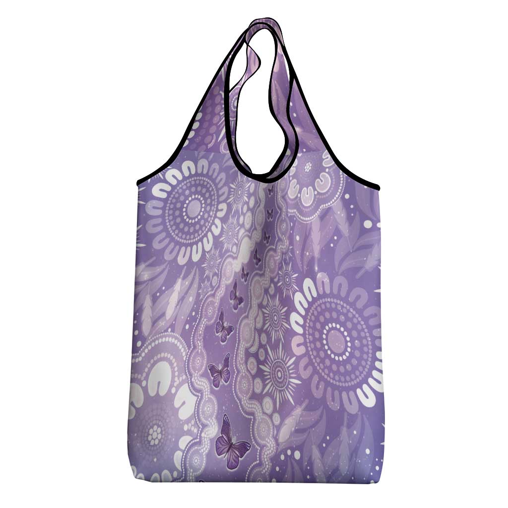 Australia Epilepsy Awareness Grocery Bag Purple Butterflies Aboriginal