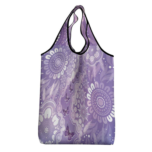 Australia Epilepsy Awareness Grocery Bag Purple Butterflies Aboriginal