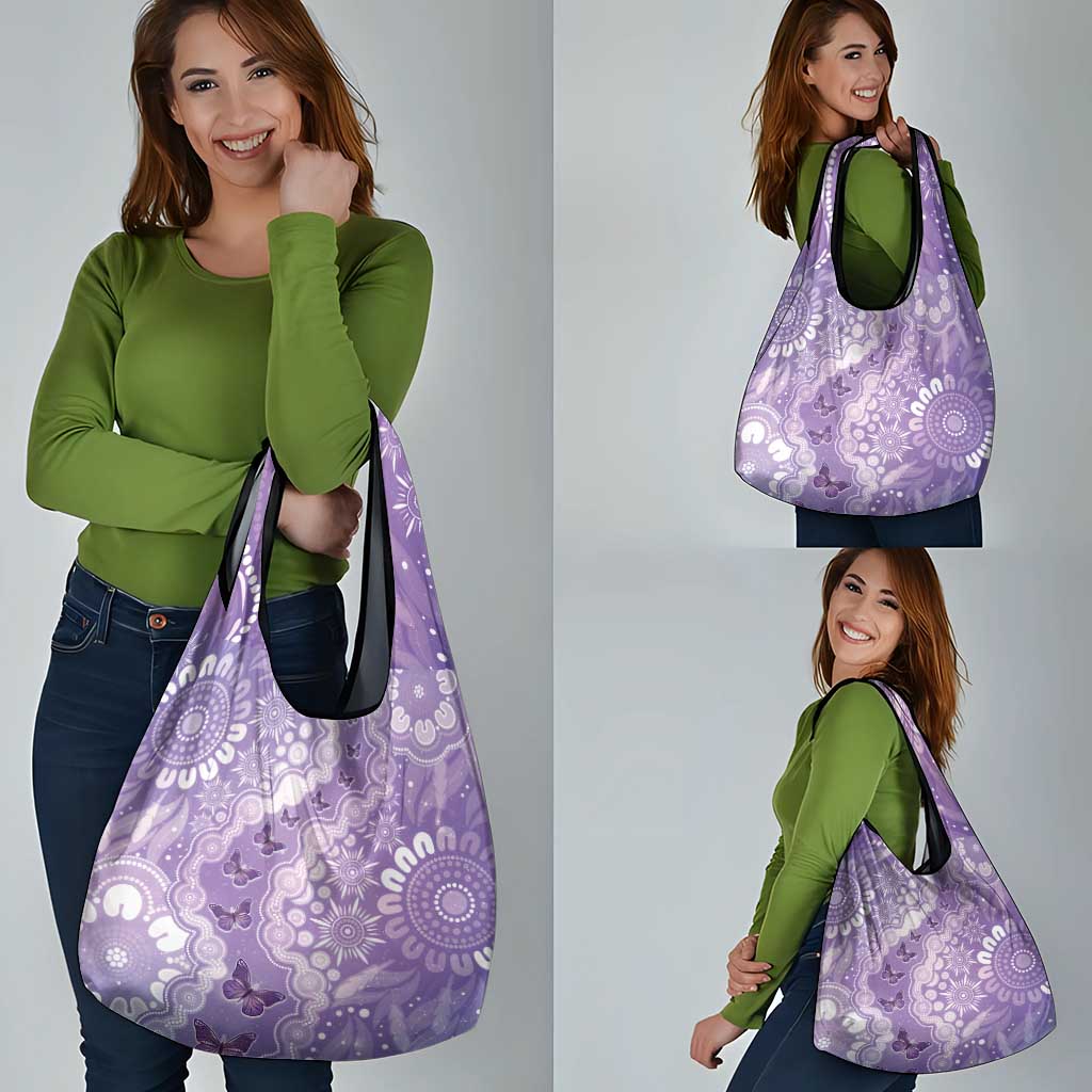 Australia Epilepsy Awareness Grocery Bag Purple Butterflies Aboriginal