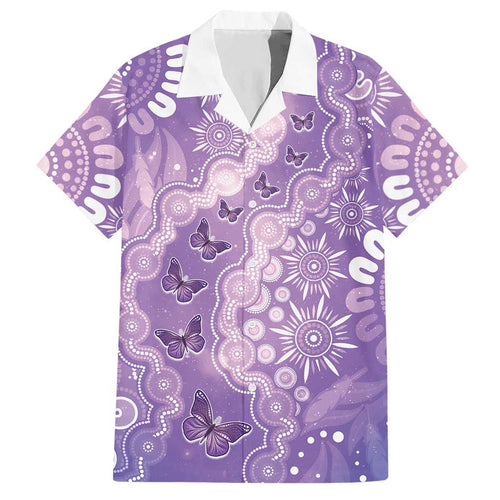 Australia Epilepsy Awareness Hawaiian Shirt Purple Butterflies Aboriginal