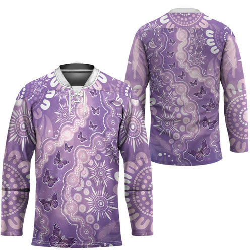 Australia Epilepsy Awareness Hockey Jersey Purple Butterflies Aboriginal