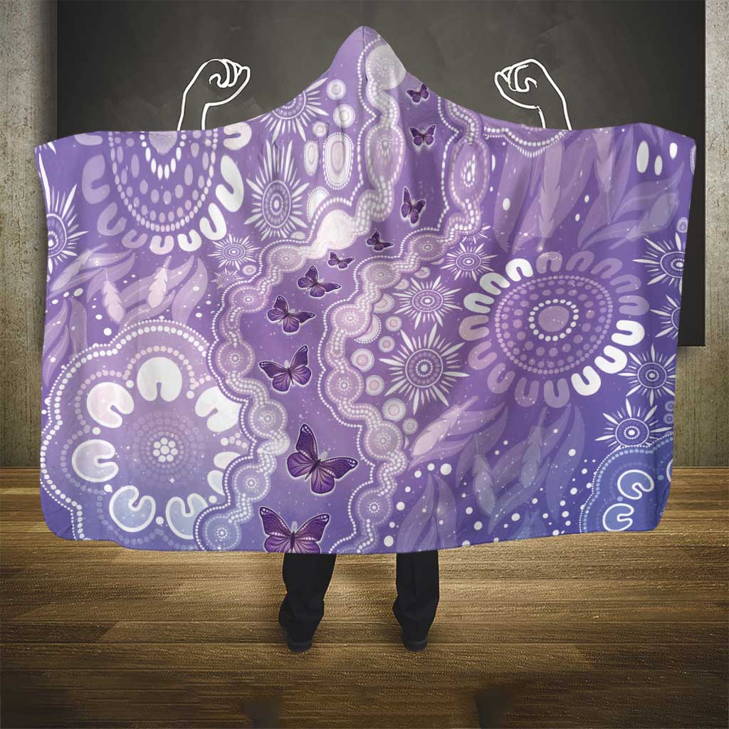 Australia Epilepsy Awareness Hooded Blanket Purple Butterflies Aboriginal