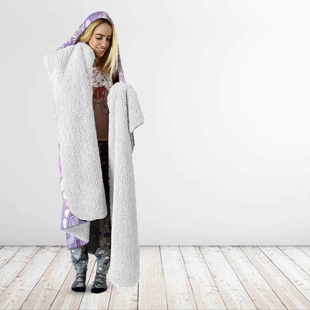 Australia Epilepsy Awareness Hooded Blanket Purple Butterflies Aboriginal