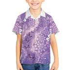 Australia Epilepsy Awareness Kid Hawaiian Shirt Purple Butterflies Aboriginal