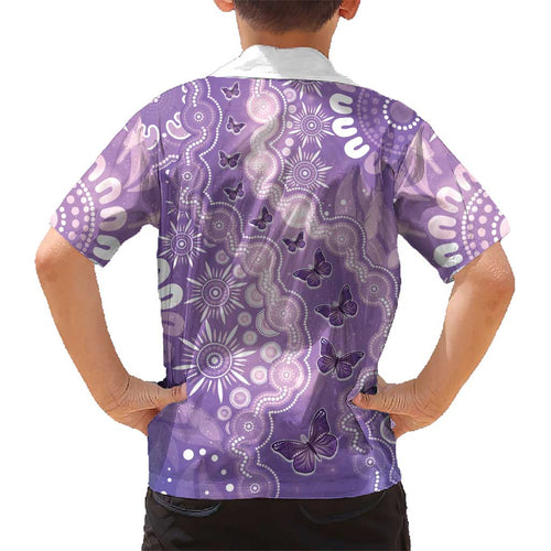 Australia Epilepsy Awareness Kid Hawaiian Shirt Purple Butterflies Aboriginal