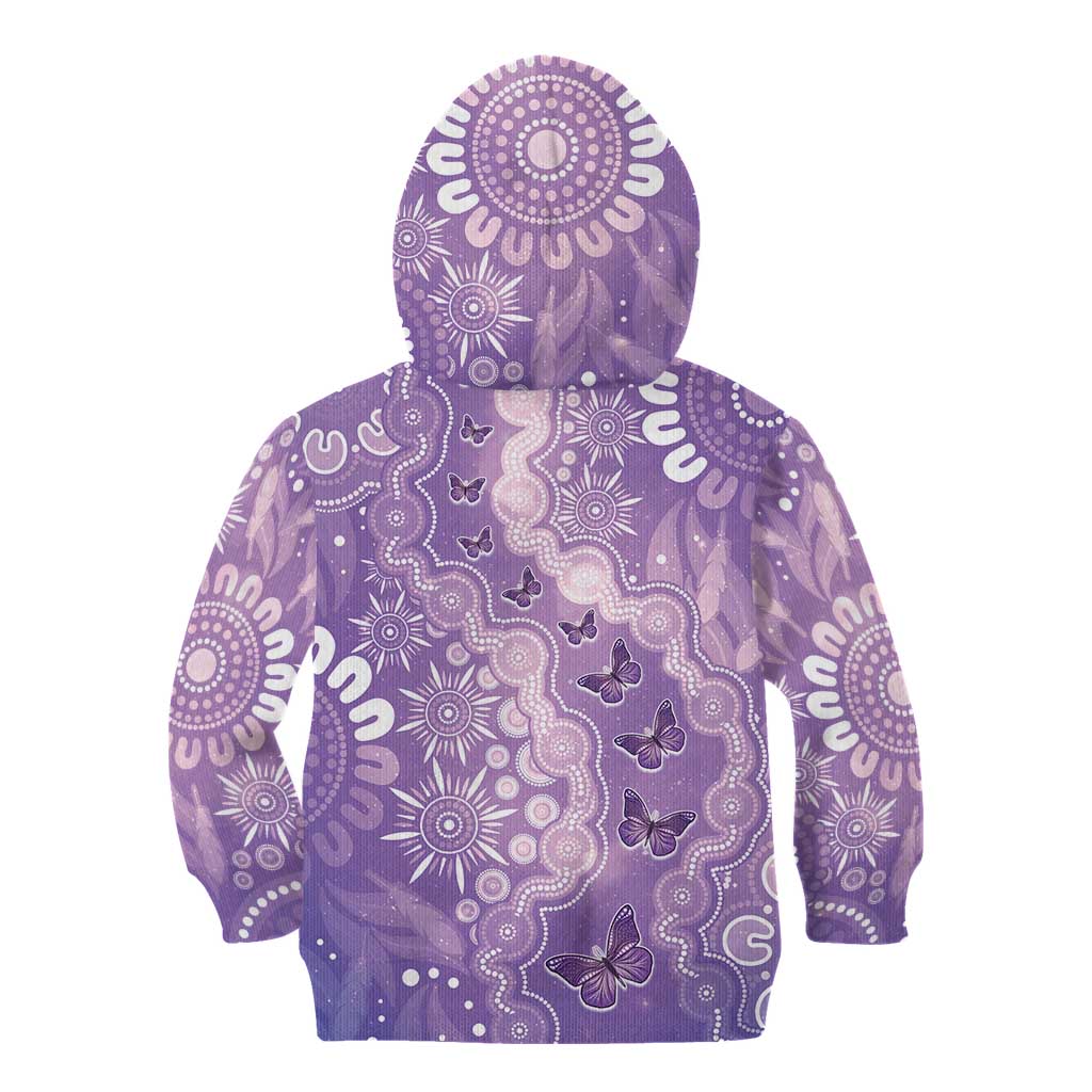 Australia Epilepsy Awareness Kid Hoodie Purple Butterflies Aboriginal