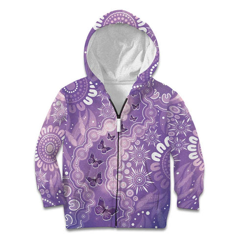 Australia Epilepsy Awareness Kid Hoodie Purple Butterflies Aboriginal