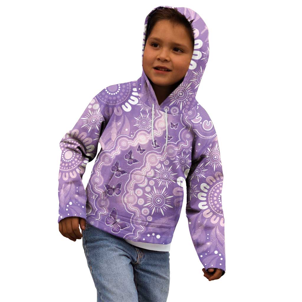 Australia Epilepsy Awareness Kid Hoodie Purple Butterflies Aboriginal