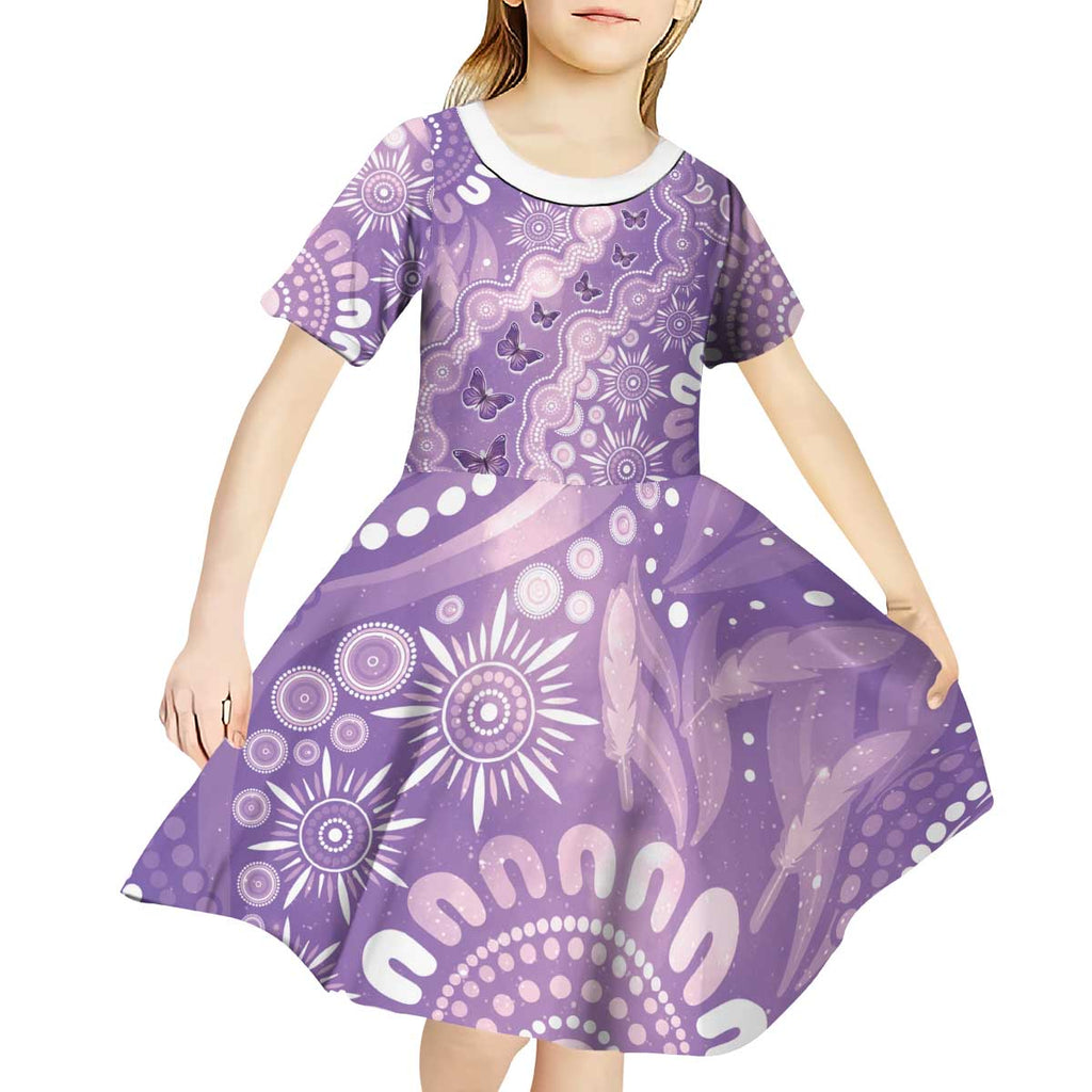 Australia Epilepsy Awareness Kid Short Sleeve Dress Purple Butterflies Aboriginal