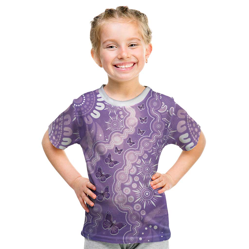 Australia Epilepsy Awareness Kid T Shirt Purple Butterflies Aboriginal
