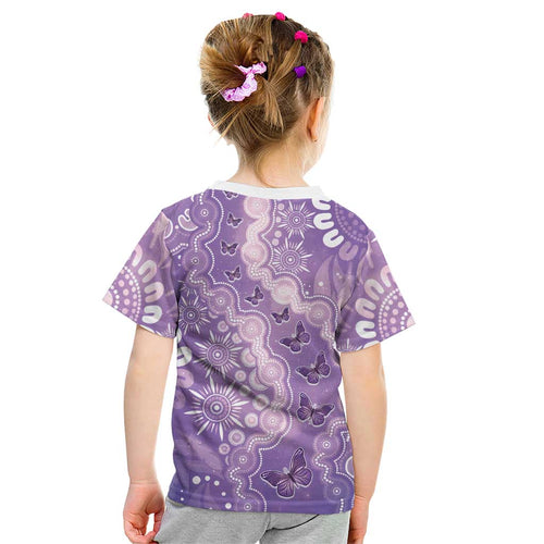 Australia Epilepsy Awareness Kid T Shirt Purple Butterflies Aboriginal