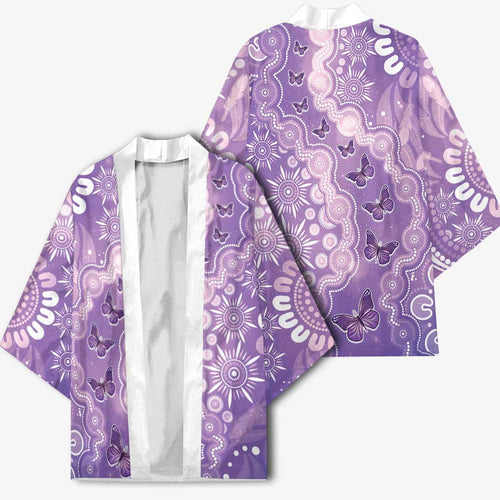 Australia Epilepsy Awareness Kimono Purple Butterflies Aboriginal