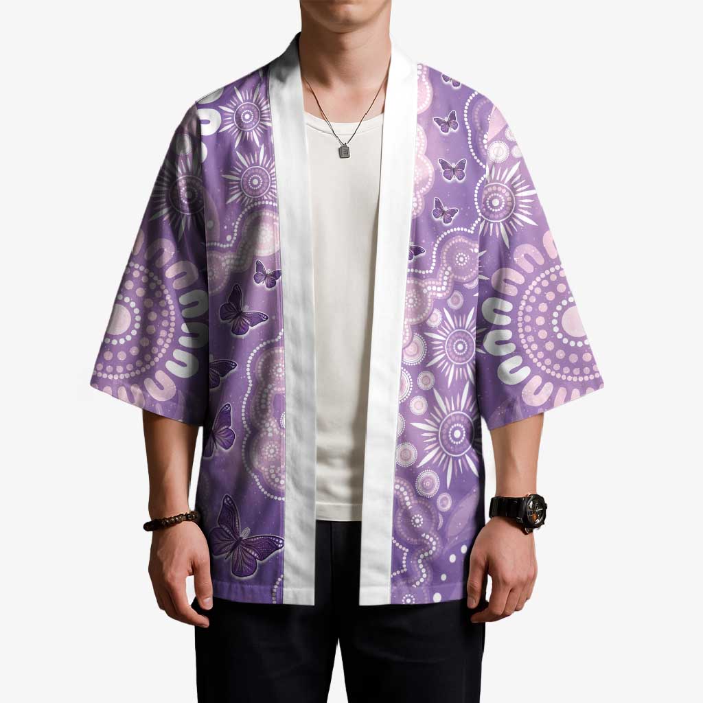 Australia Epilepsy Awareness Kimono Purple Butterflies Aboriginal