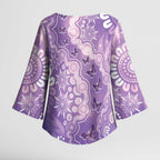 Australia Epilepsy Awareness Kimono Sleeve Blouse Purple Butterflies Aboriginal