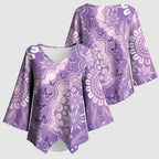 Australia Epilepsy Awareness Kimono Sleeve Blouse Purple Butterflies Aboriginal