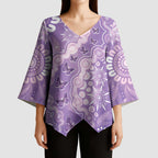 Australia Epilepsy Awareness Kimono Sleeve Blouse Purple Butterflies Aboriginal