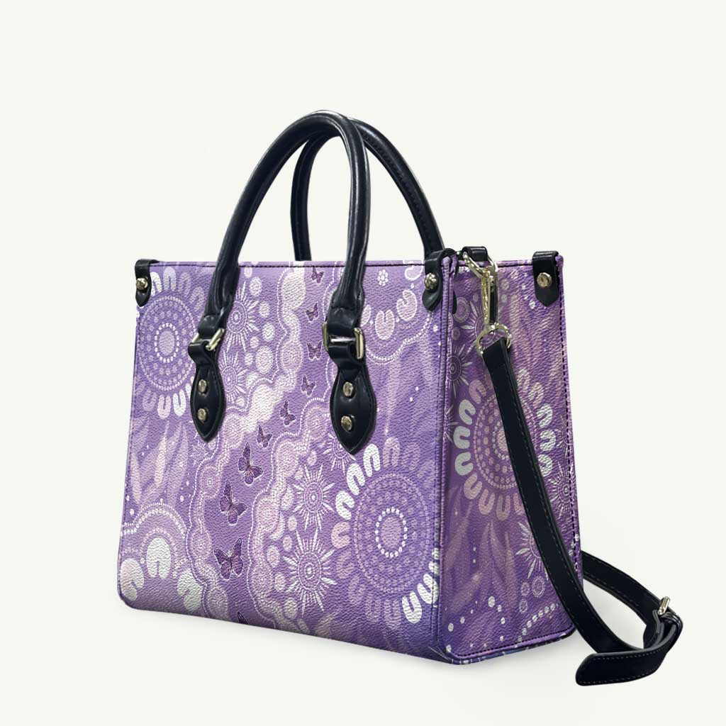 Australia Epilepsy Awareness Leather Bag Purple Butterflies Aboriginal