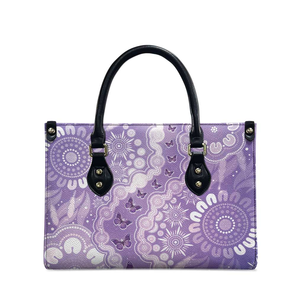 Australia Epilepsy Awareness Leather Bag Purple Butterflies Aboriginal