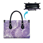 Australia Epilepsy Awareness Leather Bag Purple Butterflies Aboriginal