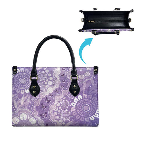 Australia Epilepsy Awareness Leather Bag Purple Butterflies Aboriginal
