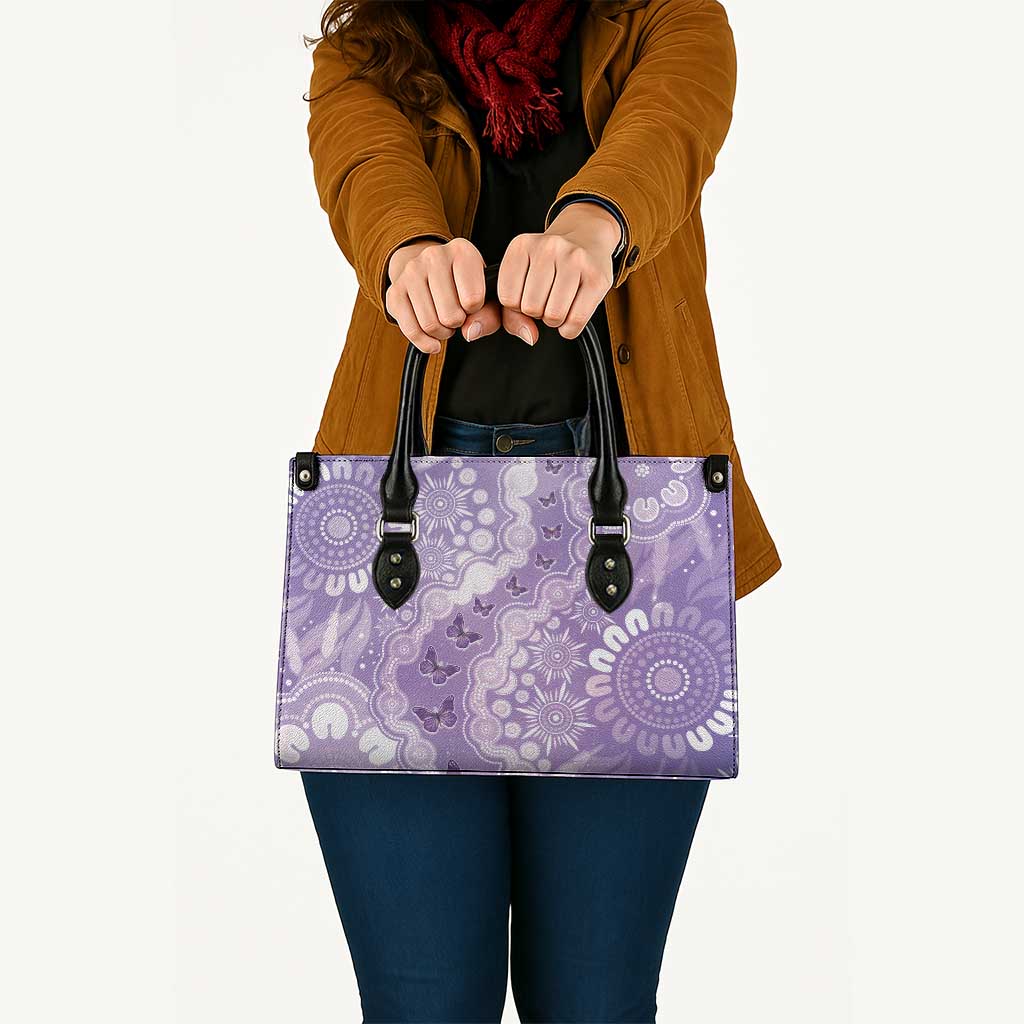 Australia Epilepsy Awareness Leather Bag Purple Butterflies Aboriginal