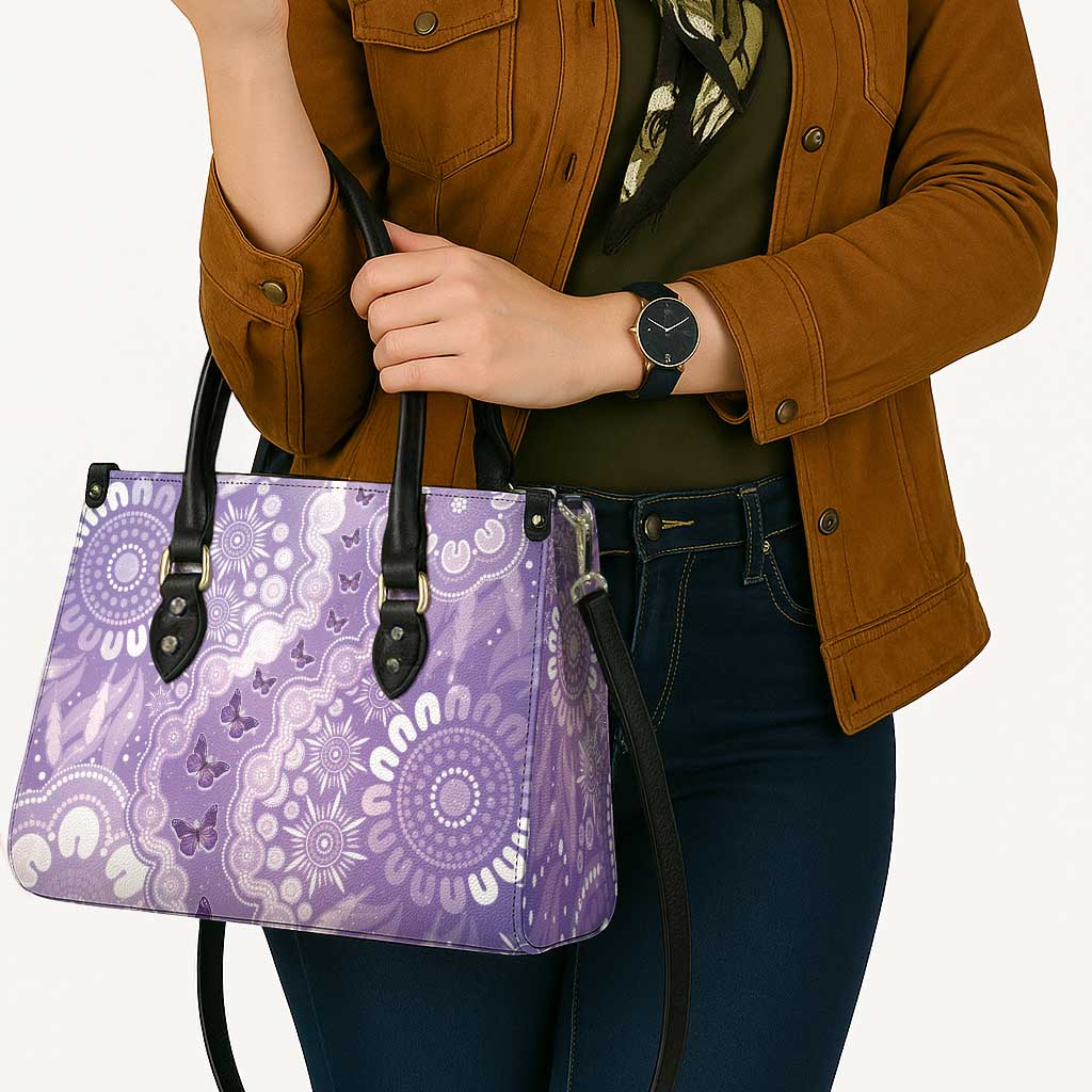 Australia Epilepsy Awareness Leather Bag Purple Butterflies Aboriginal