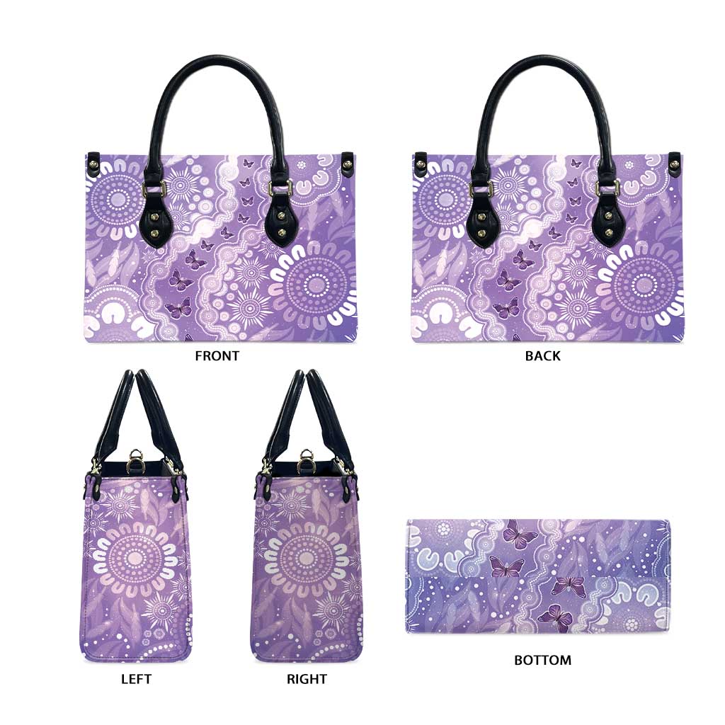 Australia Epilepsy Awareness Leather Bag Purple Butterflies Aboriginal