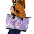 Australia Epilepsy Awareness Leather Tote Bag Purple Butterflies Aboriginal