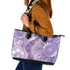 Australia Epilepsy Awareness Leather Tote Bag Purple Butterflies Aboriginal