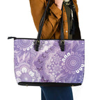 Australia Epilepsy Awareness Leather Tote Bag Purple Butterflies Aboriginal