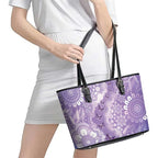 Australia Epilepsy Awareness Leather Tote Bag Purple Butterflies Aboriginal