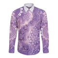Australia Epilepsy Awareness Long Sleeve Button Shirt Purple Butterflies Aboriginal