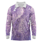 Australia Epilepsy Awareness Long Sleeve Polo Shirt Purple Butterflies Aboriginal