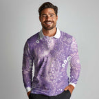 Australia Epilepsy Awareness Long Sleeve Polo Shirt Purple Butterflies Aboriginal