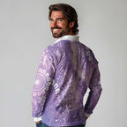 Australia Epilepsy Awareness Long Sleeve Polo Shirt Purple Butterflies Aboriginal