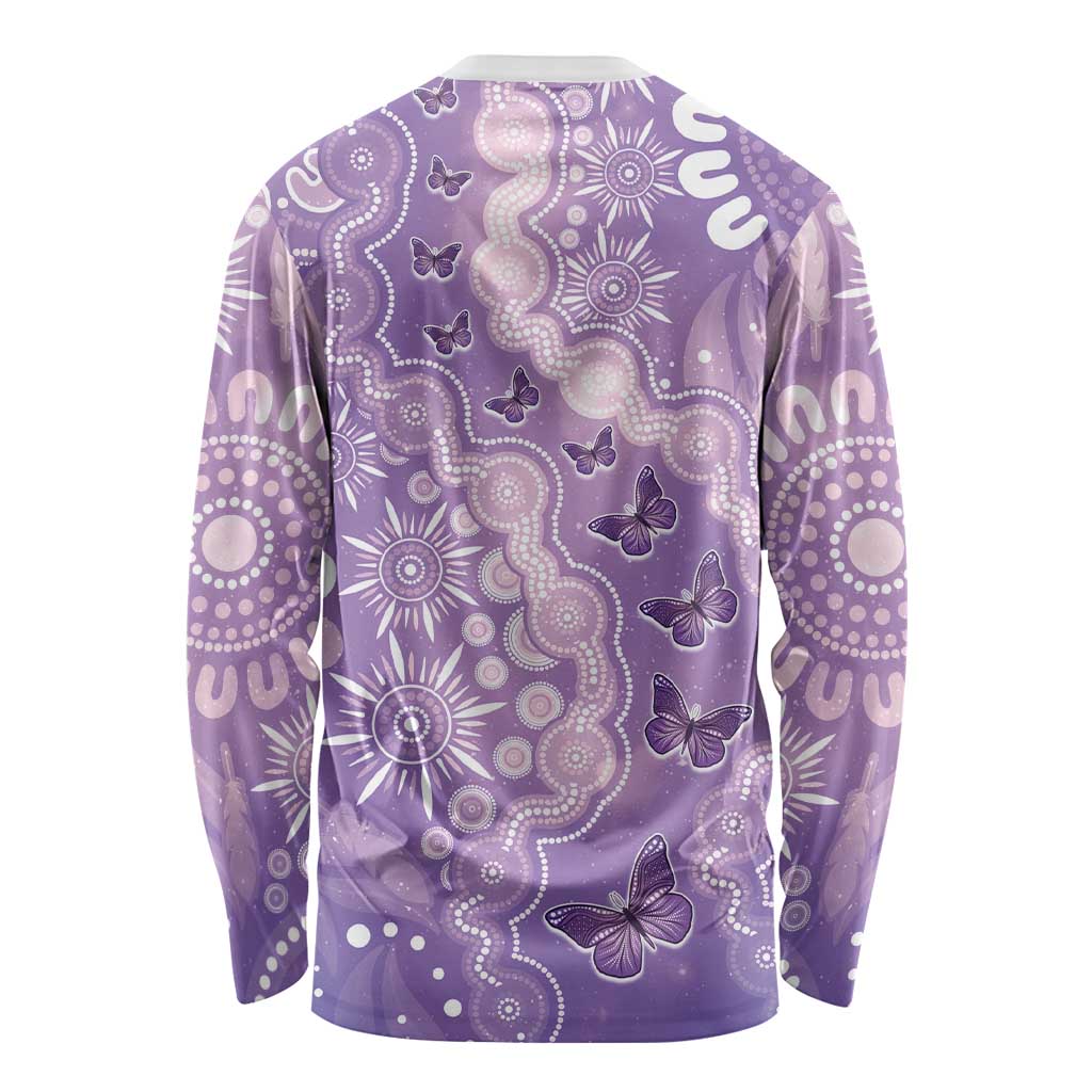Australia Epilepsy Awareness Long Sleeve Shirt Purple Butterflies Aboriginal