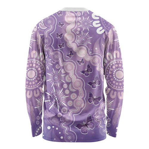 Australia Epilepsy Awareness Long Sleeve Shirt Purple Butterflies Aboriginal