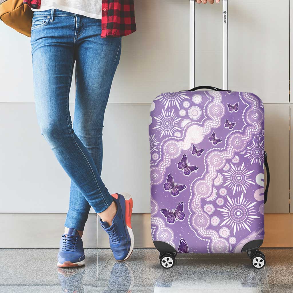 Australia Epilepsy Awareness Luggage Cover Purple Butterflies Aboriginal