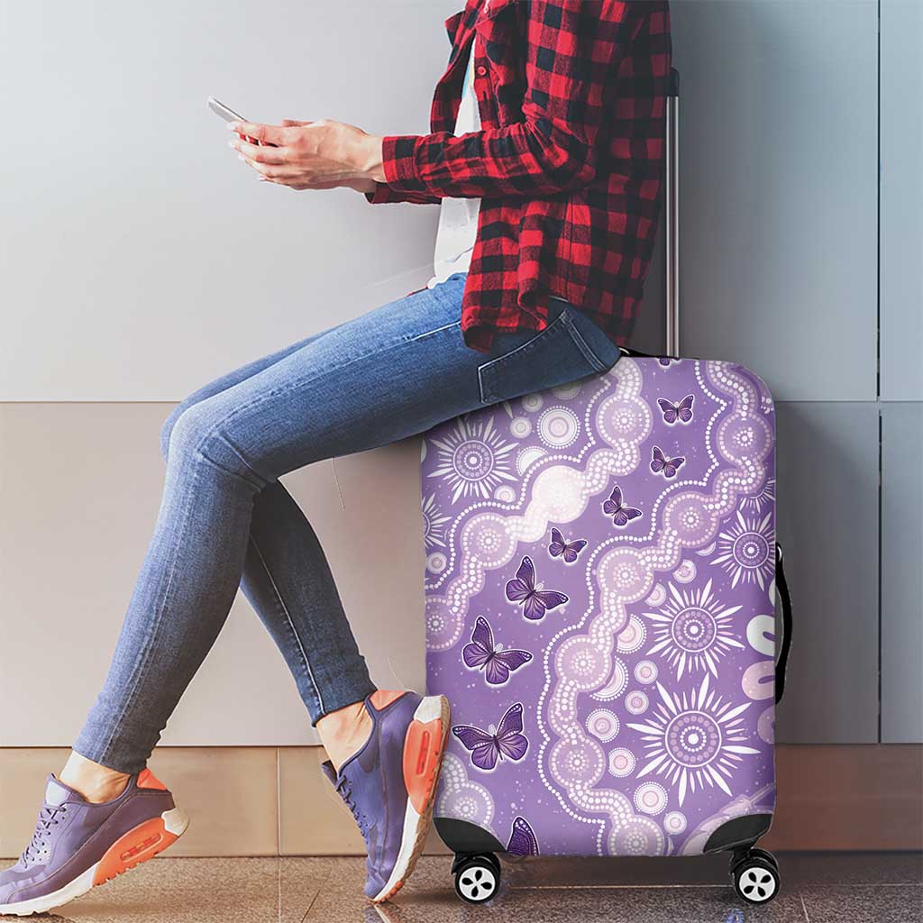 Australia Epilepsy Awareness Luggage Cover Purple Butterflies Aboriginal