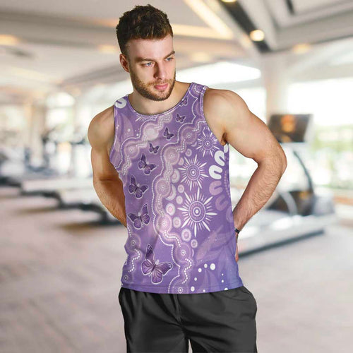 Australia Epilepsy Awareness Men Tank Top Purple Butterflies Aboriginal